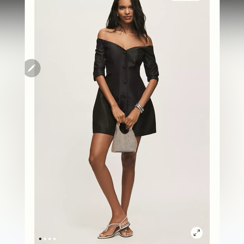 Anthropologie Black Off-Shoulder Mini Dress